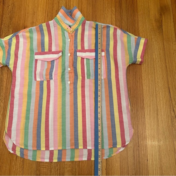J Crew Linen Blended Candy striped Shirt Size 0 ¥¥ - Picture 6 of 14